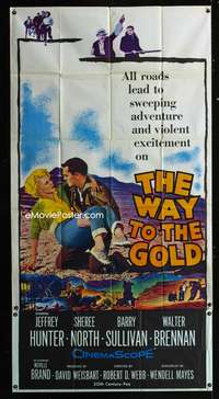 c478 WAY TO THE GOLD three-sheet movie poster '57 Jeffrey Hunter, North