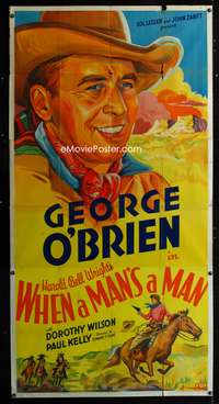 c483 WHEN A MAN'S A MAN three-sheet movie poster '35 O'Brien stone litho!