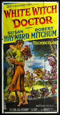c486 WHITE WITCH DOCTOR three-sheet movie poster '53 Susan Hayward, Mitchum