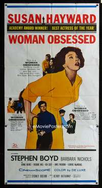 c494 WOMAN OBSESSED three-sheet movie poster '59 Susan Hayward, Stephen Boyd