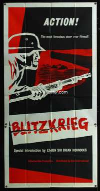 c044 BLITZKRIEG English three-sheet movie poster '59 cool WWII image!
