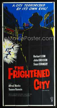 c146 FRIGHTENED CITY English three-sheet movie poster '62 Sean Connery, Lom