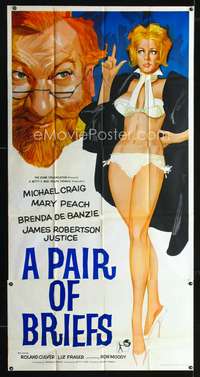 c321 PAIR OF BRIEFS English three-sheet movie poster '62 sexy Mary Peach!