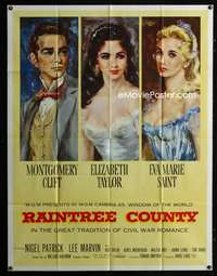 d041 RAINTREE COUNTY two-sheet movie poster '57 Monty Clift, Liz Taylor
