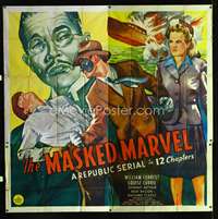 d003 MASKED MARVEL six-sheet movie poster '43 cool masked hero serial!