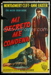 d207 I CONFESS Argentinean movie poster '53 Hitchcock, cool art!