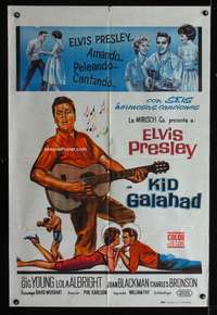 d225 KID GALAHAD Argentinean movie poster '62 Elvis Presley!