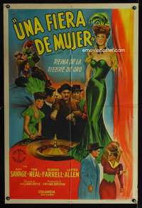 d231 KLONDIKE KATE Argentinean movie poster '43 cool gambling image!