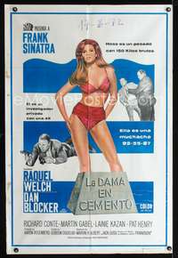 d233 LADY IN CEMENT Argentinean movie poster '68Sinatra, sexy Raquel!