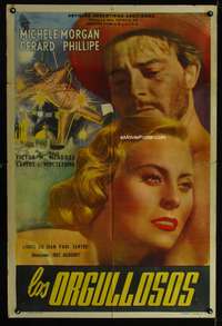 d241 LES ORGUEILLEUX Argentinean movie poster '53 Michele Morgan