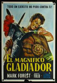d254 MAGNIFICENT GLADIATOR Argentinean movie poster '64 Mark Forest