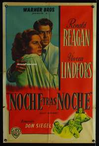 d268 NIGHT UNTO NIGHT Argentinean movie poster '49 Ronald Reagan