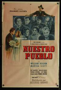 d274 OUR TOWN Argentinean movie poster '40 William Holden, Scott