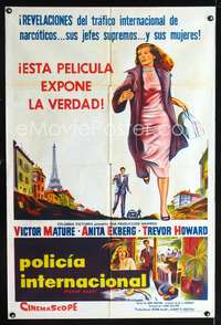 d277 PICKUP ALLEY Argentinean movie poster R60s Ekberg, DOPE picture!