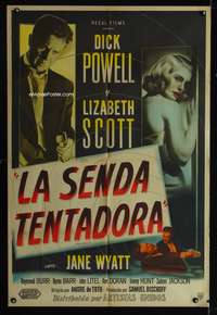d280 PITFALL Argentinean movie poster '48 Dick Powell, Lizabeth Scott