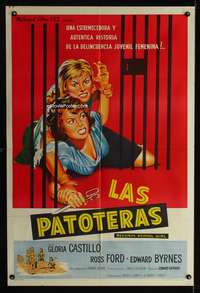 d289 REFORM SCHOOL GIRL Argentinean movie poster '57 classic image!