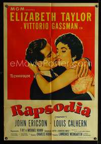 d295 RHAPSODY Argentinean movie poster '54 Elizabeth Taylor, Gassman