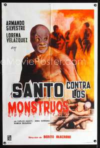 d300 SANTO CONTRA LOS ZOMBIES Argentinean movie poster '62 wrestler!