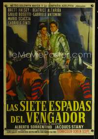 d304 SEVEN SWORDS FOR THE KING Argentinean movie poster '62 cool art!