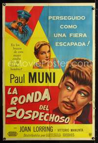 d318 STRANGER ON THE PROWL Argentinean movie poster '53 Paul Muni