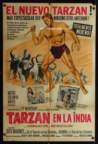 d322 TARZAN GOES TO INDIA Argentinean movie poster '62 Jock Mahoney
