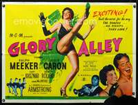 d125 GLORY ALLEY British quad movie poster '52 sexy Leslie Caron!
