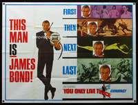 d082 YOU ONLY LIVE TWICE teaser subway poster '67 art of Connery + other 007 movies, rare!