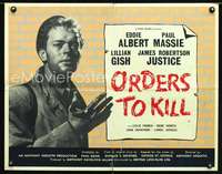 e449 ORDERS TO KILL English half-sheet movie poster '58 Paul Massey, WWII