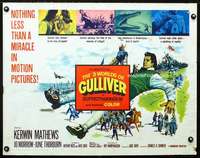 e007 3 WORLDS OF GULLIVER half-sheet movie poster '60 Ray Harryhausen