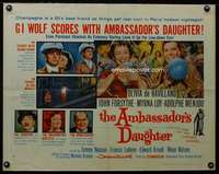 e032 AMBASSADOR'S DAUGHTER style B half-sheet movie poster '56 de Havilland