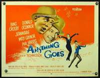 e041 ANYTHING GOES half-sheet movie poster '56 Bing Crosby, O'Connor