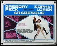 e046 ARABESQUE half-sheet movie poster '66 Gregory Peck, Sophia Loren