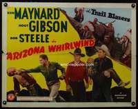 e047 ARIZONA WHIRLWIND half-sheet movie poster '44 Hoot Gibson western!