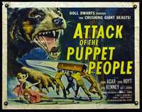 e052 ATTACK OF THE PUPPET PEOPLE half-sheet movie poster '58 great image!