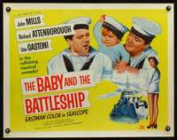 e057 BABY & THE BATTLESHIP half-sheet movie poster '57 Mills, Attenborough