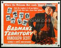 e060 BADMAN'S TERRITORY half-sheet movie poster R54 Randolph Scott