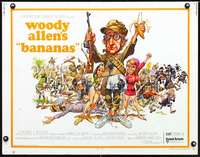 e064 BANANAS half-sheet movie poster '71 Woody Allen, Jack Davis art!