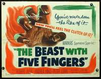 e069 BEAST WITH FIVE FINGERS style B half-sheet movie poster '47 Lorre