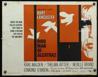 e085 BIRDMAN OF ALCATRAZ half-sheet movie poster '62 Burt Lancaster