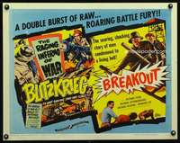 e095 BLITZKRIEG/BREAKOUT half-sheet movie poster '59 raw battle fury!