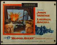 e097 BLOOD ALLEY half-sheet movie poster '55 John Wayne, Lauren Bacall