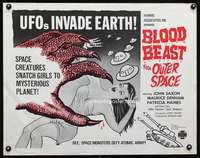 e098 BLOOD BEAST FROM OUTER SPACE half-sheet movie poster '65 sexy sci-fi!