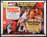 e100 BLOODY PIT OF HORROR/TERROR-CREATURES FROM GRAVE half-sheet movie poster '67