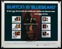 e102 BLUEBEARD half-sheet movie poster '72 Richard Burton, Heatherton
