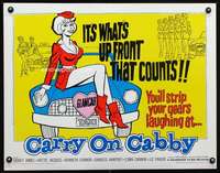 e129 CARRY ON CABBY half-sheet movie poster 1967 English taxi cab sex!