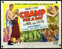 e135 CHAMP FOR A DAY style B half-sheet movie poster '53 cool boxing images!
