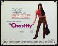 e137 CHASTITY half-sheet movie poster '69 sexy image of hitchhiker Cher!