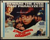 e139 CHILDREN OF THE DAMNED half-sheet movie poster '64 creepy image!