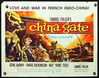 e140 CHINA GATE half-sheet movie poster '57 Sam Fuller, Angie Dickinson