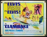 e145 CLAMBAKE half-sheet movie poster '67 Elvis Presley, rock & roll!
